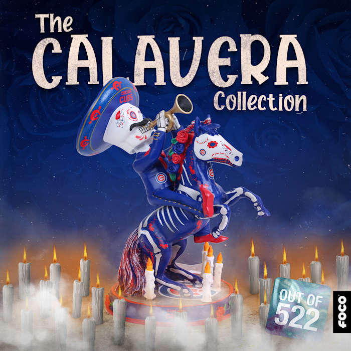 The Chicago Cubs Calvera edition bobblehead stands at 8 in. tall.